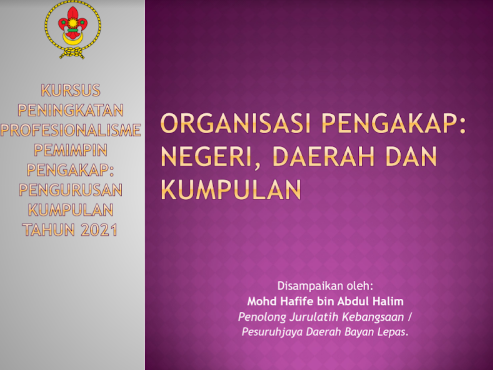 Modul 7: Organisasi Negeri, Daerah dan Kumpulan